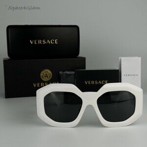 NEW Versace VE4424U 314/87 MEDUSA BIGGIE White Grey Square Oversized Sunglasses